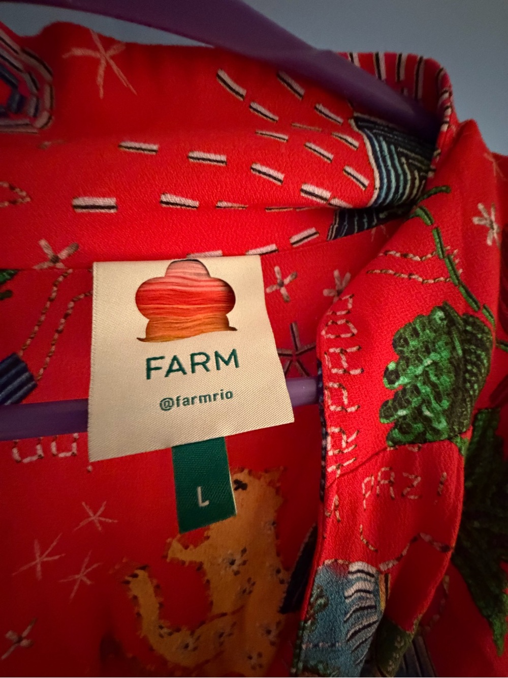 Farm Rio Red Printed Long Sleeve Maxi Dress - Casual Boho Style - Picture 4 of 4